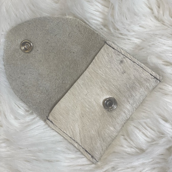 Hair on Hide Genuine Leather Card Holder with snap closure. Made in USA - Picture 6 of 10